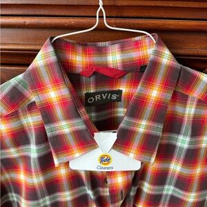 Orvis Men's Multicolor Plaid Button Down Shirt. Size L.